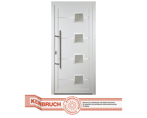 Porte d'entrée Signum modèle 1 RC2 Aluminium blanc/blanc 98x200 cm tirant gauche