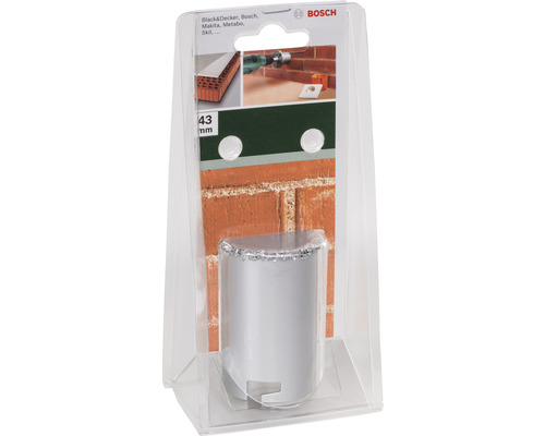 Scie trépan, 43 millimètres, à utiliser avec les perceuses