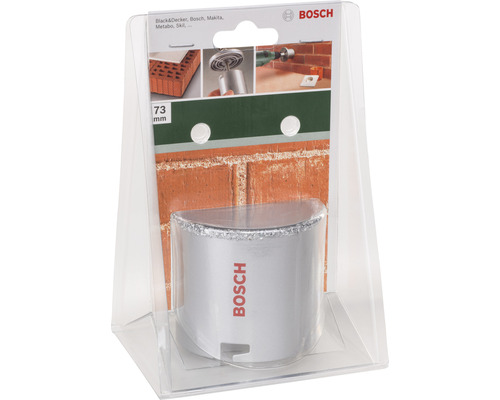 Scie cloche Bosch d''un diamètre de 73 millimètres dans son emballage