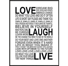 Gerahmtes Bild Love-Laugh-Live 33x43 cm