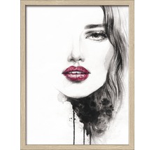 Image encadrée représentant à l''aquarelle un visage de femme