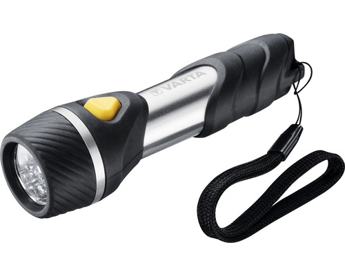 Varta LED Taschenlampe Leuchtweite 20 m 5 LEDs inkl. 1x AA Batterie Day Light Multi F10 schwarz/silber