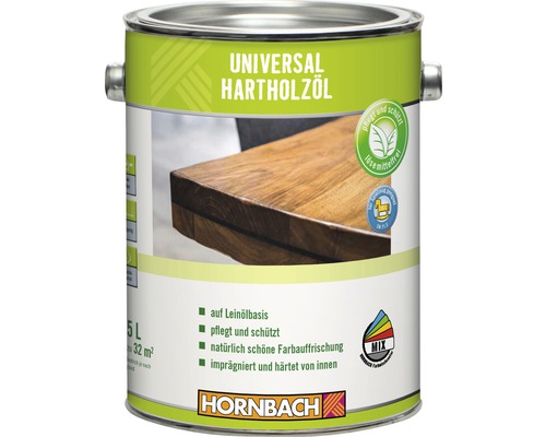 Huile pour bois dur universelle HORNBACH incolore 2.5 l Huile universelle pour bois dur en bidon