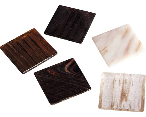 Pierres mosaïque ArtDecor Deluxe 2x2 cm 160 pces naturel Carreaux de mosaïque en verre carrés pour la décoration murale et de sol