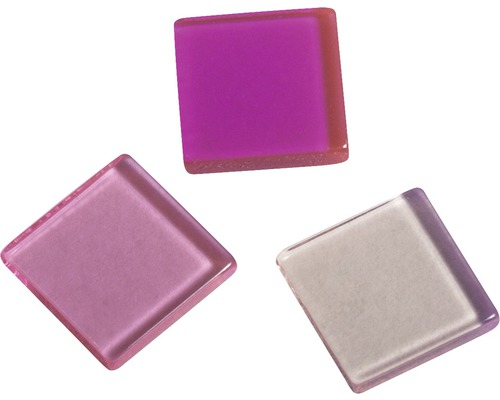 Pierres de mosaïque acrylique 1x1 cm 205 pces transparent rose Trois carreaux de mosaïque en verre carrés