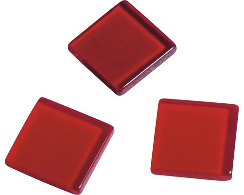 Mosaïque acrylique, 1x1 cm, transparent, rouge