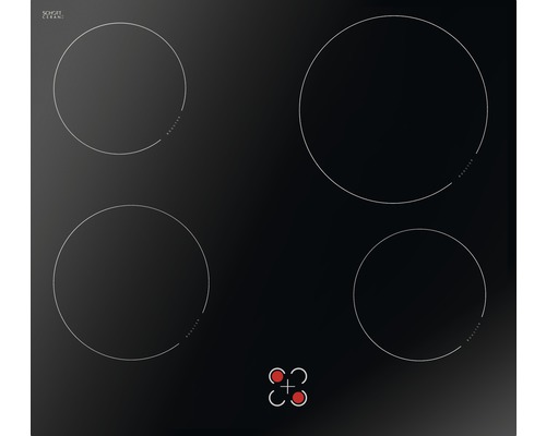 Table de cuisson à induction avec quatre zones de cuisson
