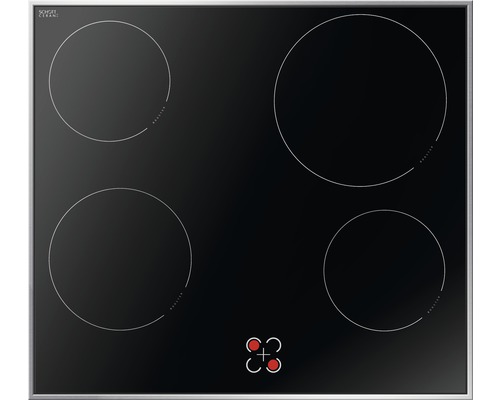 Plaque de cuisson noire avec quatre zones de cuisson