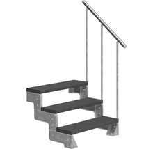 Treppe mit drei Stufen und Geländer