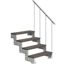 Treppe mit vier Stufen, Metallrahmen und Handlauf