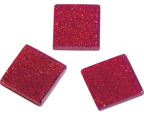 Pierres de mosaïque acrylique 1x1 cm 205 pces pailleté rouge