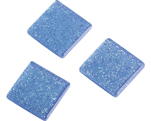 Pierres de mosaïque acrylique 1x1 cm 205 pces pailleté bleu Trois carreaux de mosaïque en verre carrés avec des paillettes