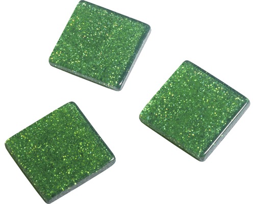 Pierres de mosaïque acrylique 1x1 cm 205 pces pailleté vert Trois carreaux de mosaïque en verre vert carrés avec effet pailleté