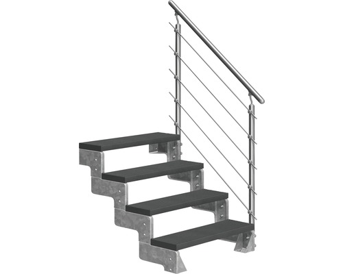 Escalier extérieur Pertura Tallis avec balustrade Prova 4 pas de marche 100 cm anthracite Escalier extérieur Pertura Tallis avec balustrade Prova 4 pas de marche 100 cm anthracite
