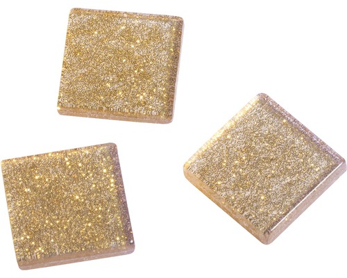 Pierres de mosaïque acrylique 1x1 cm 205 pces pailleté doré Trois carreaux de mosaïque carrés