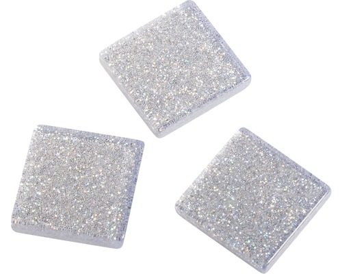 Acryl-Mosaiksteine 1x1 cm 205 Stk Glitter silber