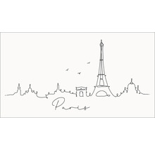 Illustration der Pariser Skyline mit Eiffelturm und Arc de Triomphe