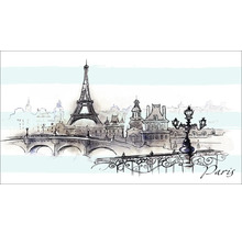 Illustration de Paris avec la Tour Eiffel, un pont et un lampadaire
