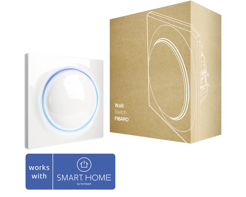 Interrupteur à encastrer Fibaro Walli Switch pour la commande d'une ou deux sources lumineuses blanc compatible avec SMART HOME by hornbach