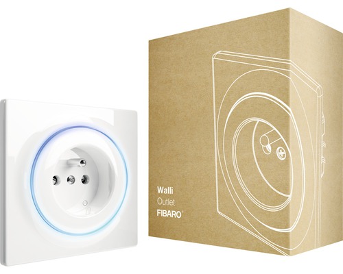 Fibaro Walli Outlet Typ E intelligente Steckdose FIBEFGWOE-011 mit Repeaterfunktion weiß - Kompatibel mit SMART HOME by hornbach