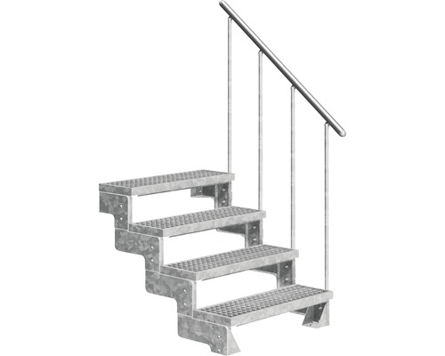 Escalier extérieur Pertura Tallis avec balustrade 4 pas de marche 100 cm grille caillebotis
