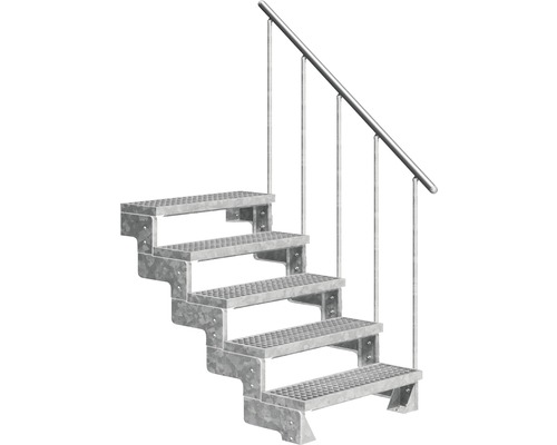 Escalier extérieur Pertura Tallis avec balustrade 5 pas de marche 100 cm grille caillebotis Escalier extérieur Pertura Tallis avec balustrade 5 pas de marche 100 cm grille caillebotis