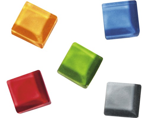 Mosaiksteine Mischung Soft Glas 1x1 cm 525 Stk bunt Fünf quadratische Glasmosaiksteine in verschiedenen Farben
