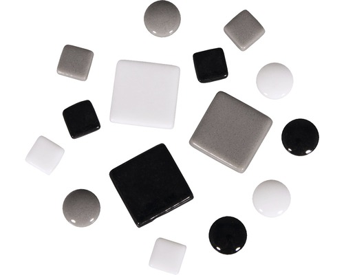 Mélange pierres de mosaïque Fancy 395 pces noir blanc Mosaïque de carreaux avec pierres carrées et rondes