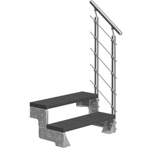 Zwei Stufen Treppe mit Metallgeländer