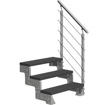 Treppe mit drei Stufen und Edelstahlgeländer