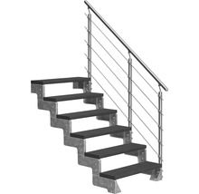 Treppe mit Metallrahmen und Geländer mit Edelstahlseilen