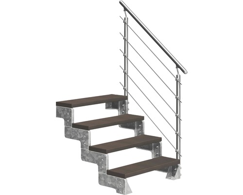 Escalier extérieur Pertura Tallis avec balustrade Prova 4 pas de marche 80 cm marron foncé Escalier extérieur Pertura Tallis avec balustrade Prova 4 pas de marche 80 cm marron foncé