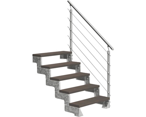 Escalier extérieur Pertura Tallis avec balustrade Prova 5 pas de marche 80 cm marron foncé Escalier extérieur Pertura Tallis avec balustrade Prova 5 pas de marche 80 cm marron foncé