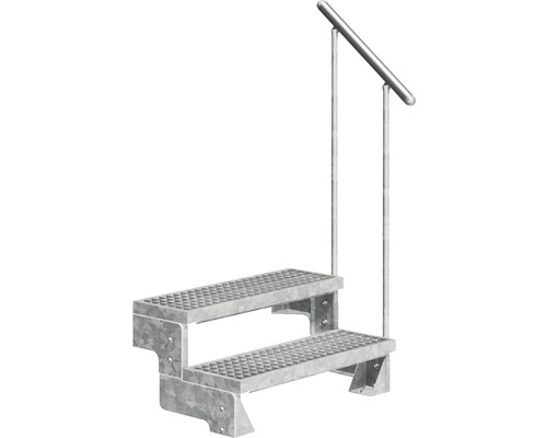 Escalier extérieur Pertura Tallis avec balustrade 2 pas de marche 80 cm grille caillebotis Escalier extérieur Pertura Tallis avec balustrade 2 pas de marche 80 cm grille caillebotis