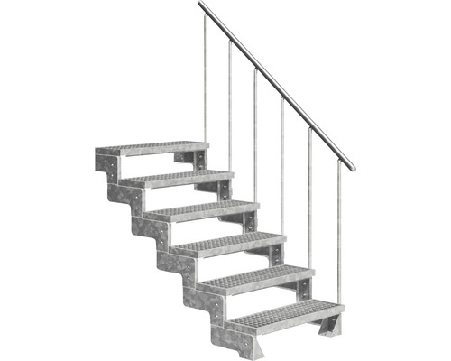 Escalier extérieur Pertura Tallis avec balustrade 6 pas de marche 80 cm grille caillebotis Escalier extérieur Pertura Tallis avec balustrade 6 pas de marche 80 cm grille caillebotis
