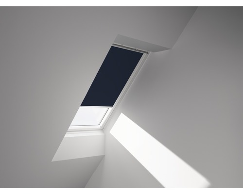 Store occultant VELUX uni bleu foncé à commande manuelle cadre blanc DKL SK06 1100SWL