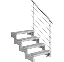 Stahltreppe mit vier Stufen und Geländer