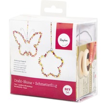 Fleur en fil de fer et papillon, kit de bricolage dans un emballage transparent