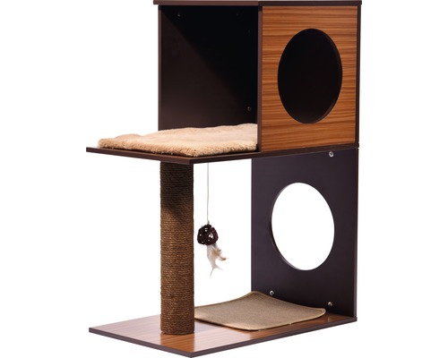 Arbre à chat avec niches, surfaces de couchage et jouets