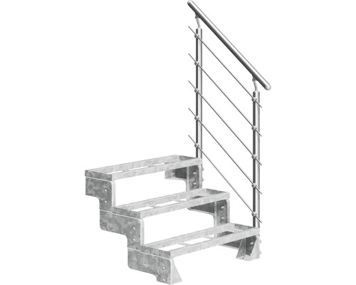 Escalier extérieur Pertura Tallis avec balustrade Prova 4 pas de marche 80 cm métal-0