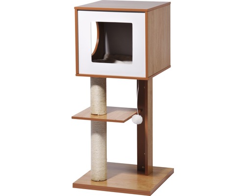 Arbre à chat avec niche, surface de couchage et jouet
