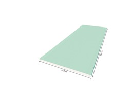 Grüne Gipskartonplatte mit den Maßen 62,5 cm mal 200 cm