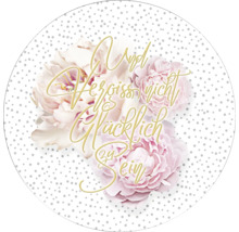 Film décoratif avec des fleurs et l''inscription Et N''oubliez Pas d''Être Heureux.