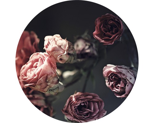 Tableau en verre rond Beautiful Roses Ø 20 cm