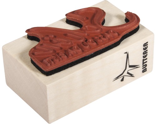 Tampon en bois avec motif en caoutchouc et logo Butterer