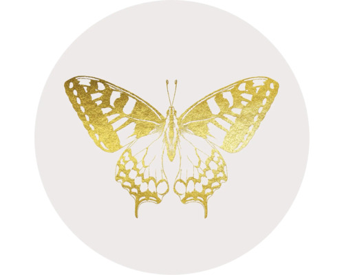 Tableau en verre rond Golden Butterfly Ø 20 cm