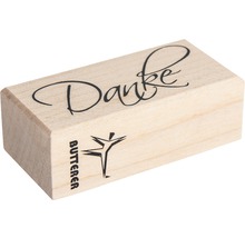 Holzstempel mit dem Wort Danke und dem Butterer Firmenlogo