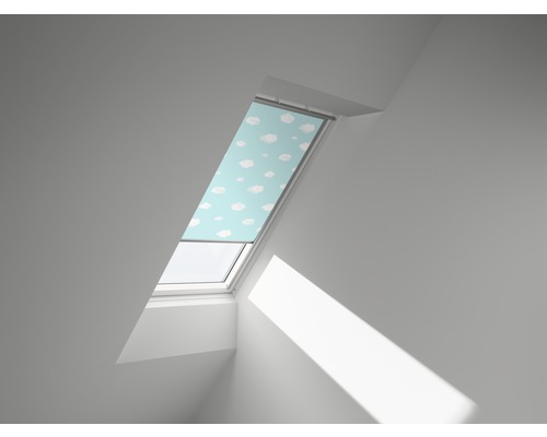 Store occultant VELUX Kids ciel bleu à commande manuelle cadre blanc DKL PK06 4660SWL