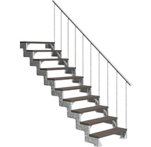 Treppe mit Metallrahmen und Holzstufen