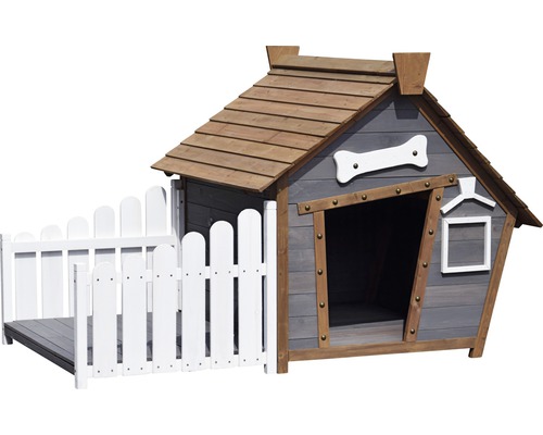 Niche pour chien avec clôture en bois